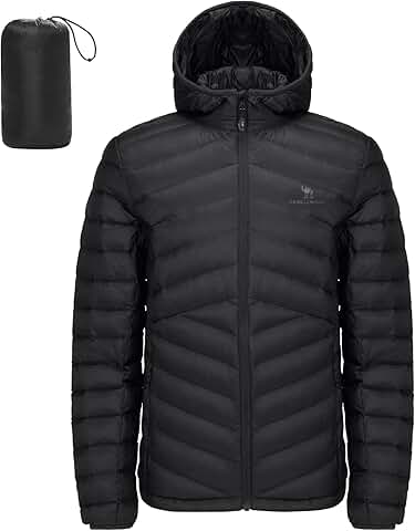 Men's Lightweight Packable Hooded Down Jacket for Outdoor Travel