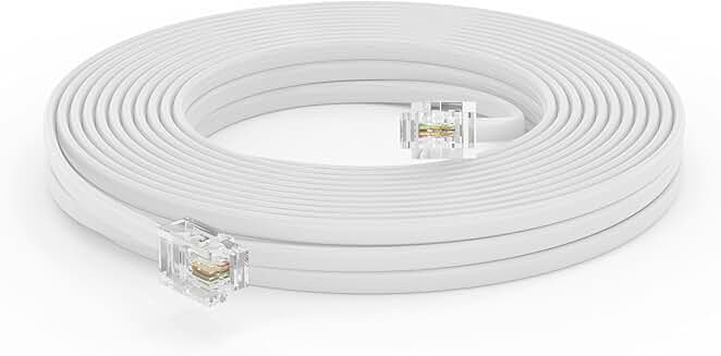 25 ft white landline phone extension cord