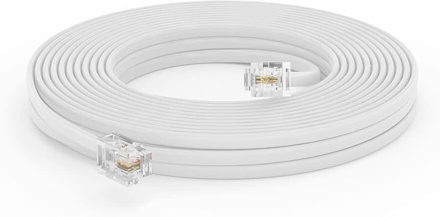 25 ft white landline phone extension cord