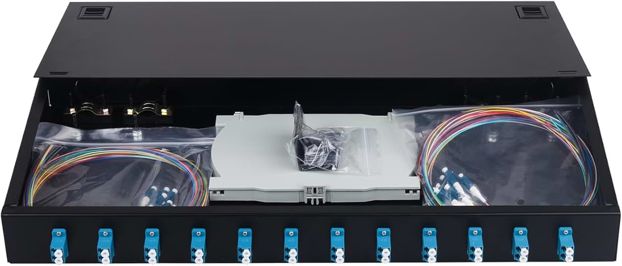 12-Port Duplex Fiber Enclosure with Splice Trays and Cables