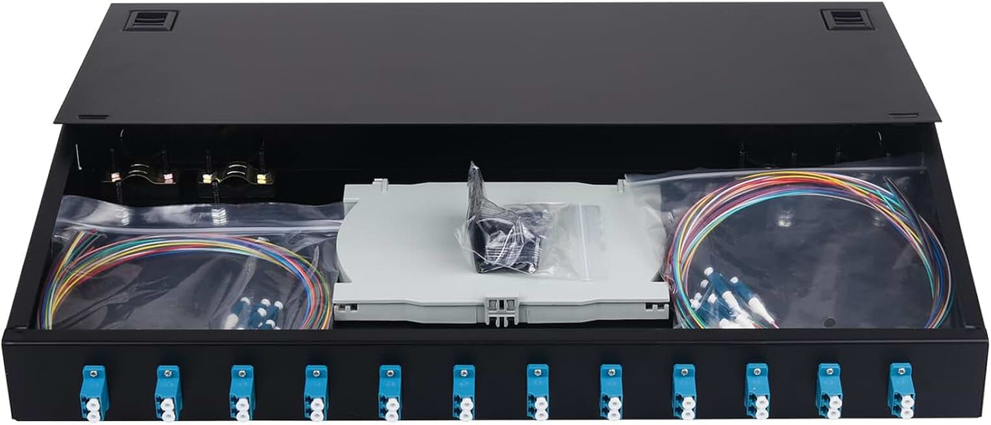12-Port Duplex Fiber Enclosure with Splice Trays and Cables