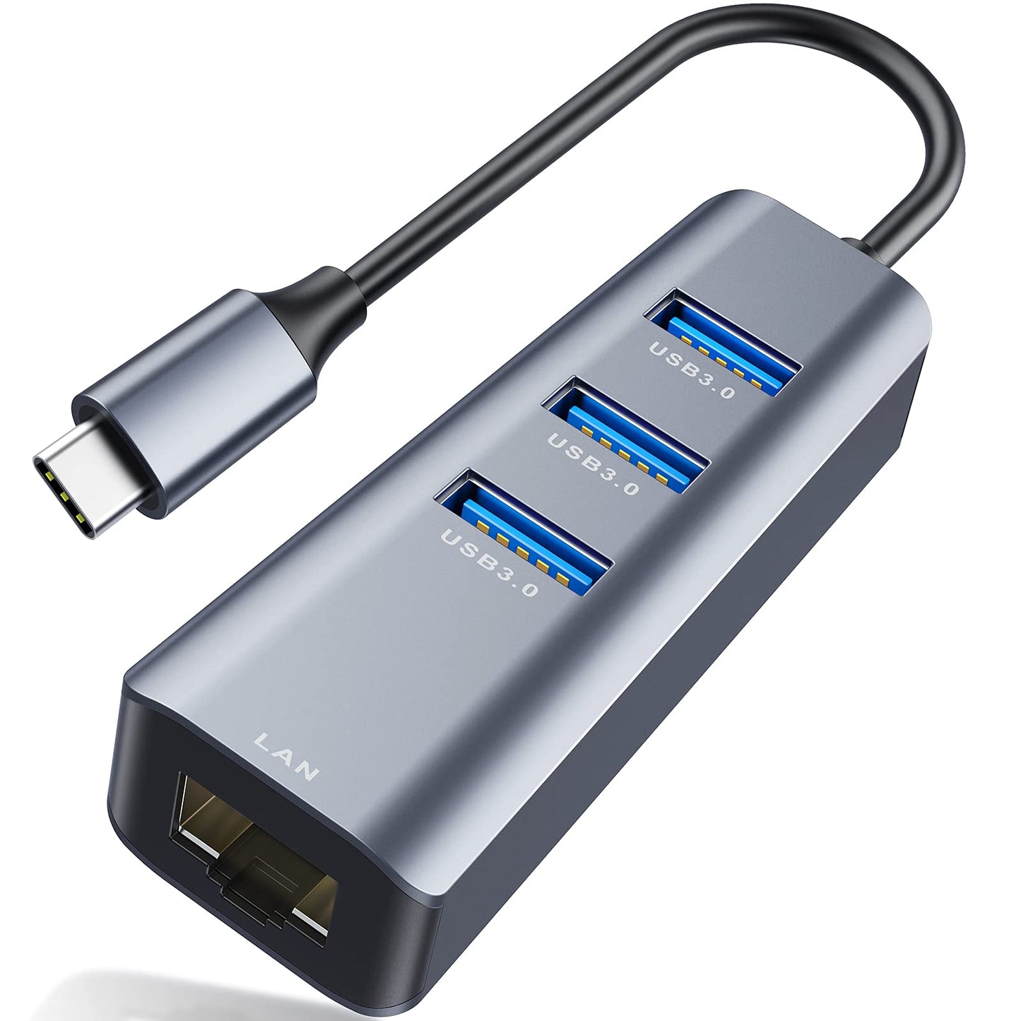 USB C to Ethernet Adapter, 4-in-1 RJ45 to USB-C/Thunderbolt 3 to Gigabit Ethernet LAN Network Adapter for MacBook Pro/Air 2021/2020/2019, iPad Pro 2021, Chromebook, XPS, Surface Book 3/2/Go