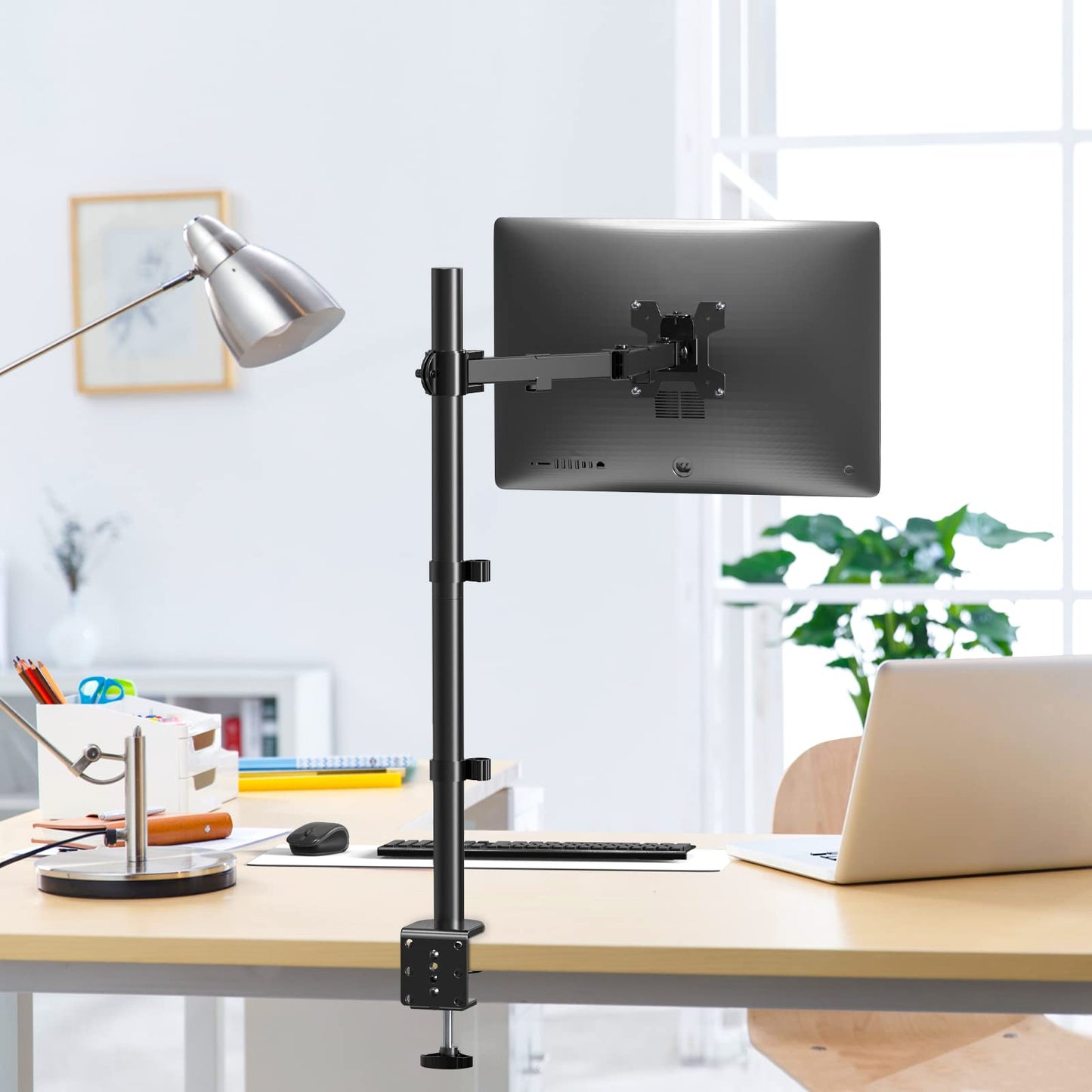 Monitor Arm Mount for Desk, Single Extra Tall VESA Computer Desk Mount, Monitor Bracket Mount Stand Single, up to 32 inch, 22 lbs (M001XL), Black