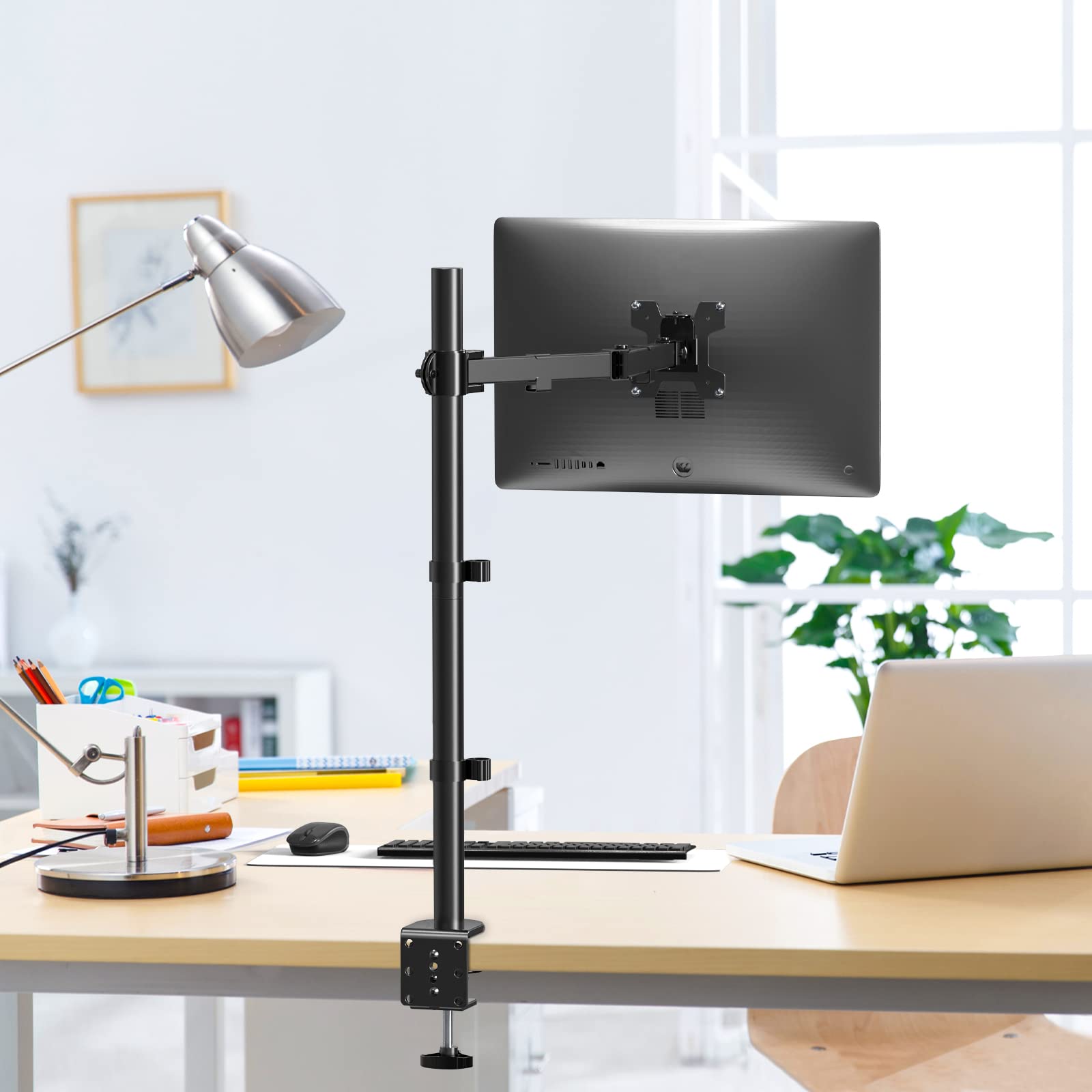 Monitor Arm Mount for Desk, Single Extra Tall VESA Computer Desk Mount, Monitor Bracket Mount Stand Single, up to 32 inch, 22 lbs (M001XL), Black
