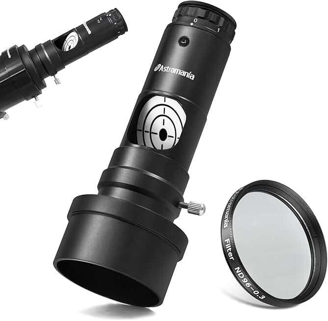 Moon telescope eyepiece filter with laser collimator adapter
