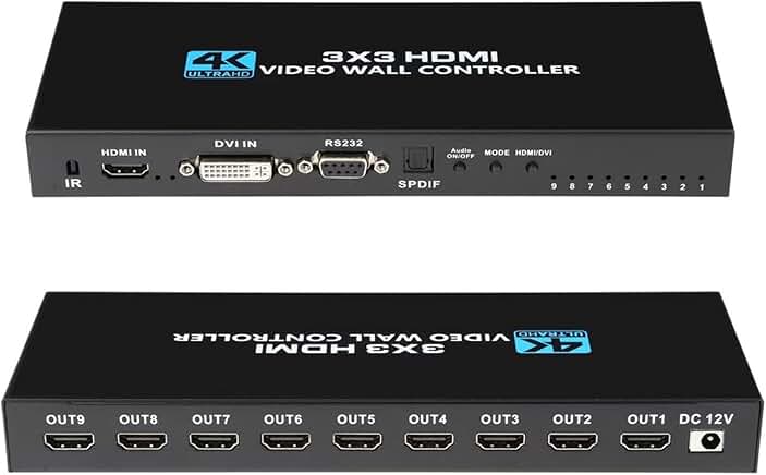 9-Screen 4K HDMI DVI Video Wall Controller