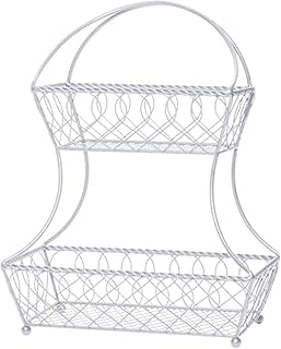 White 18-Inch Metal 2-Tier Fruit Storage Basket