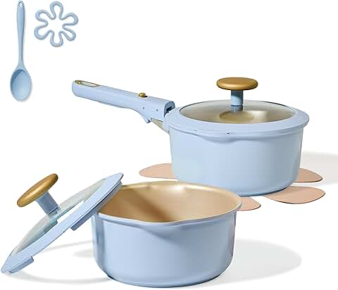 Titanium Nonstick Saucepan Set with Lid and Handle