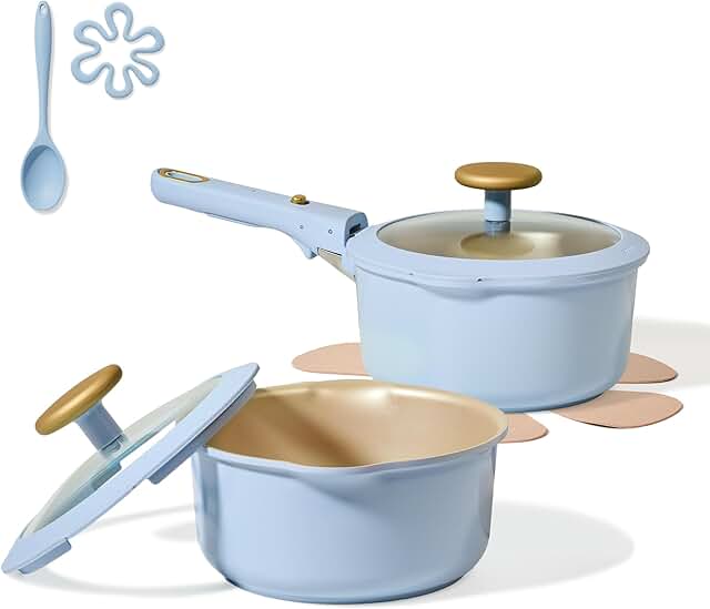 Titanium Nonstick Saucepan Set with Lid and Handle