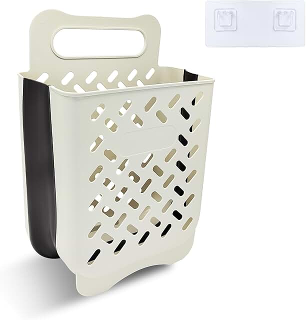 Collapsible Wall-Mounted Laundry Hamper with Hook
