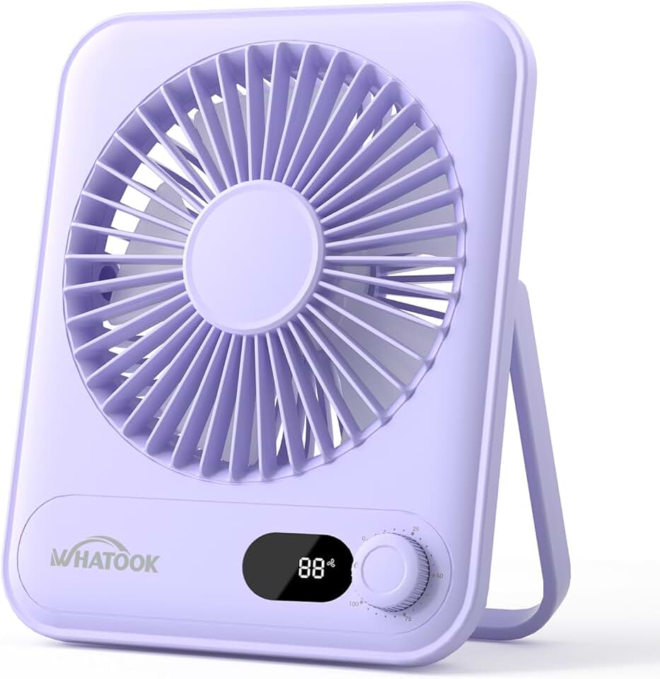 Small portable desk fan with 25-hour battery