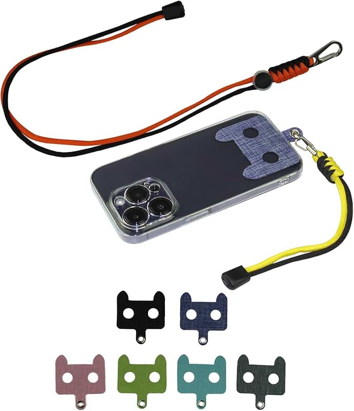 Set of 6 Cat Head Phone Tethers and 2 Long Lanyards