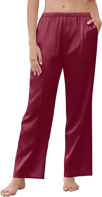 Women's Silk Satin Wide Leg Lounge Pajama Pants