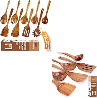 15-Piece Teak Wood Cooking Utensil Set for Kitchen