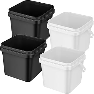 Set of 4 Small Square Plastic Buckets for Cleaning and Storage