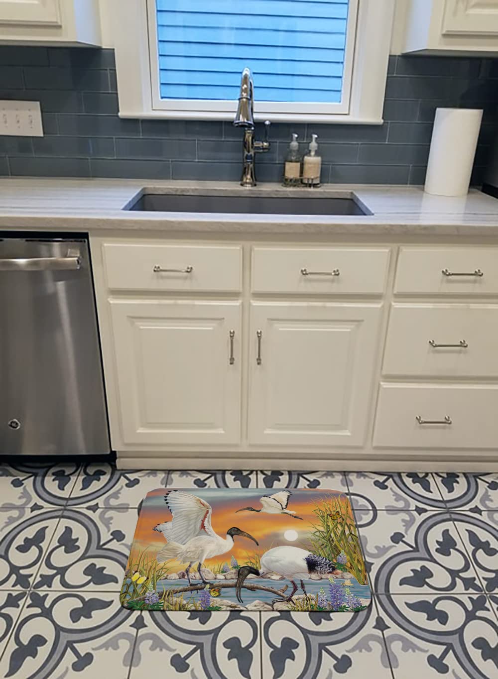 PRS4035RUG Sacred Ibis Bath Mat Machine Washable Anti-Fatigue Memory Foam Kitchen Rug, 19 X 27, Multicolor