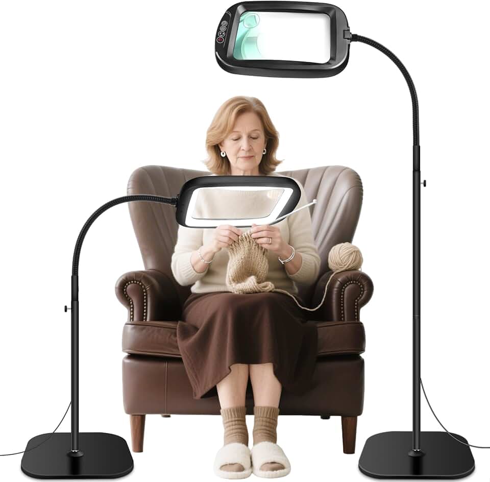 Large Floor Magnifying Glass with Light and Stand