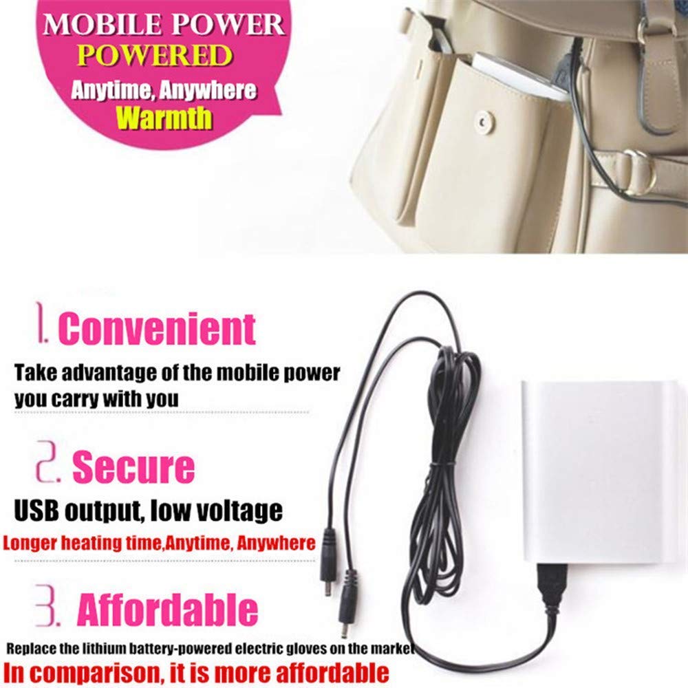 Kbinter USB 2.0 Powered Stripes Heating Knitting Wool Cute Heated Paw Gloves Fingerless Hands Warmer Mittens Laptop Computer Warm Gloves for Women Men Girls Boys 4 Pac (Brown+Black+White+Gray)