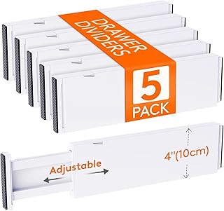 5 Pack Adjustable Plastic Drawer Dividers