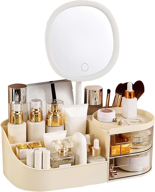 Large Makeup Organizer with Mirror and Drawers