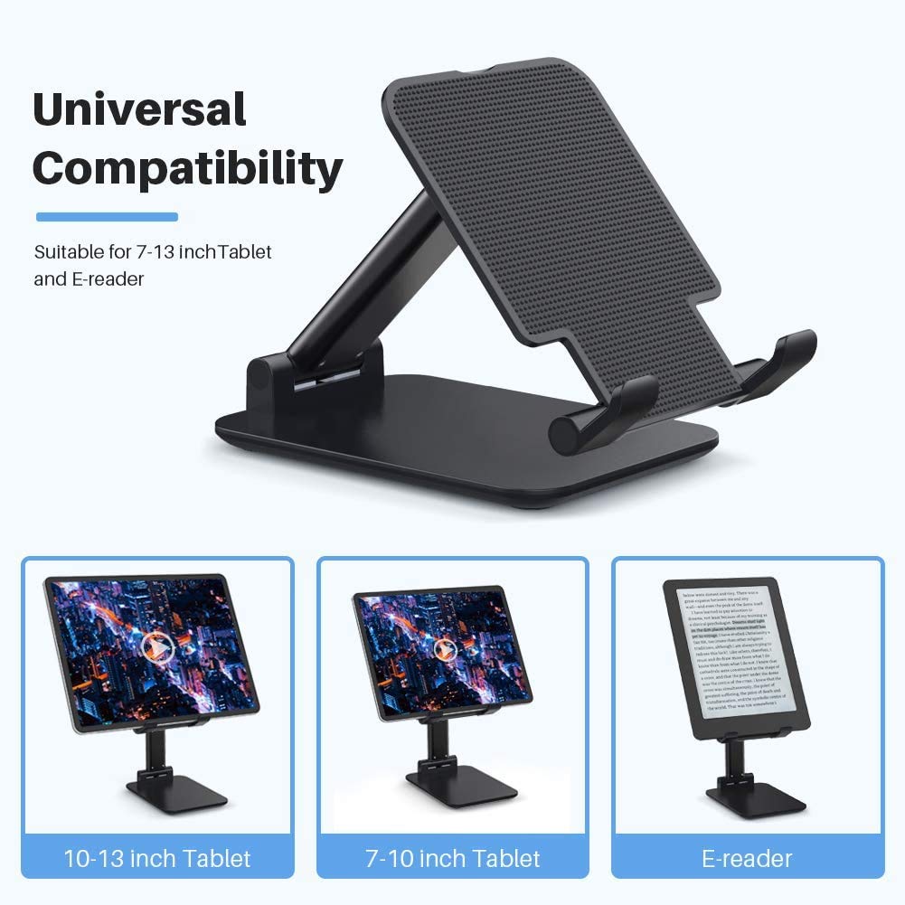 Tablet Stand Foldable & Adjustable, [2021 Updated] Compact Desktop iPad Tablet Stands Holder Cradle Dock Fits for iPad Pro 11, 12.9, 10.2, Mini Air 2 3 4 Samsung Tab, Kindle, Monitor, Phone
