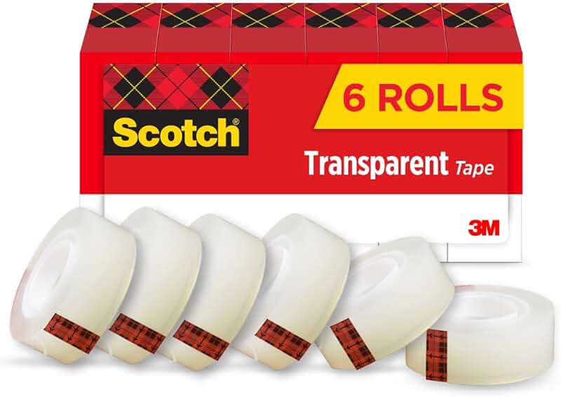 Clear tape, 6 rolls, 3/4 inch x 1296 inches