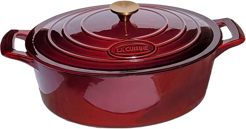 Oval enameled cast iron Dutch oven with lid, 5 qt