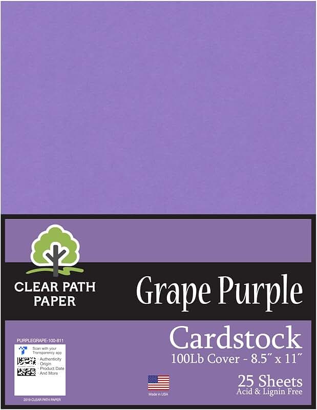 Purple Grape Cardstock, 8.5 x 11, 100Lb, 25 Sheets