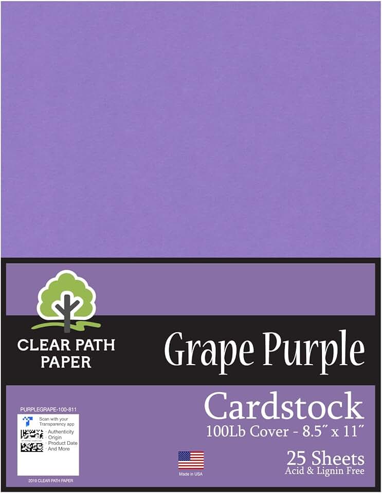 Purple Grape Cardstock, 8.5 x 11, 100Lb, 25 Sheets