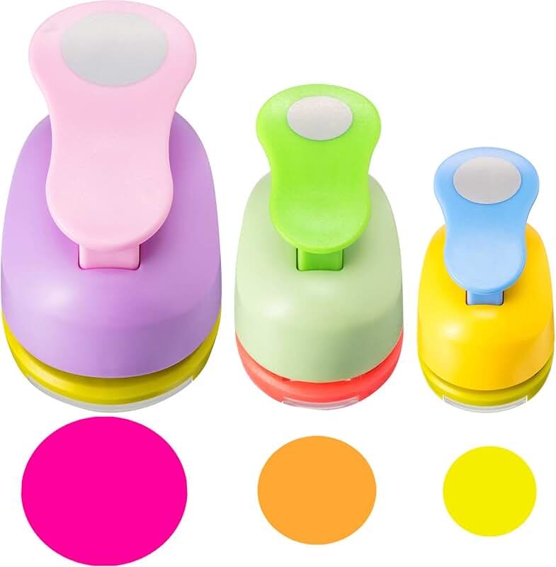 Set of three circle craft hole punches with stickers