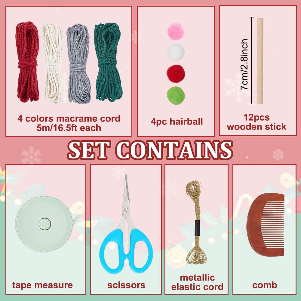 3-Piece Macrame Gnome Kit for Holiday Decor