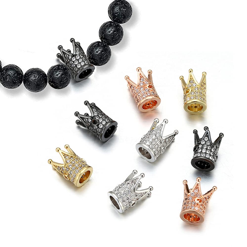 8 Pcs Queen Crown Charm Beads for Jewelry Making
