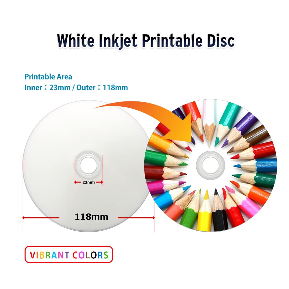 DVD+R 4.7GB 16X White Inkjet Printable - 100pk Cake Box (FFP) OQDPR16WIPH-BX, 100 Discs