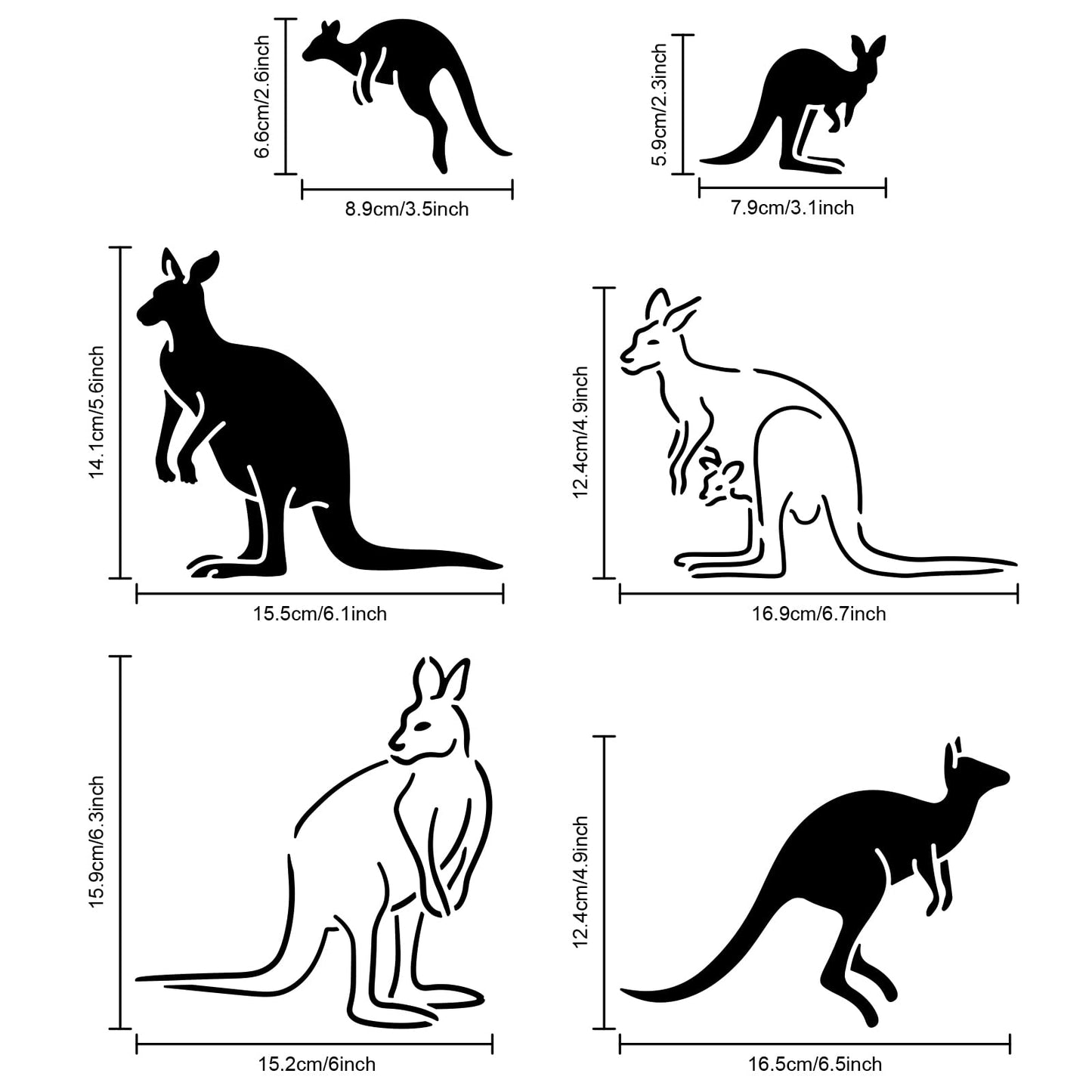 Kangaroo Wildlife Art Set 7 Pieces 11.8"