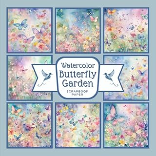 Watercolor Butterfly Garden Scrapbook Paper, 8.5 x 8.5 in