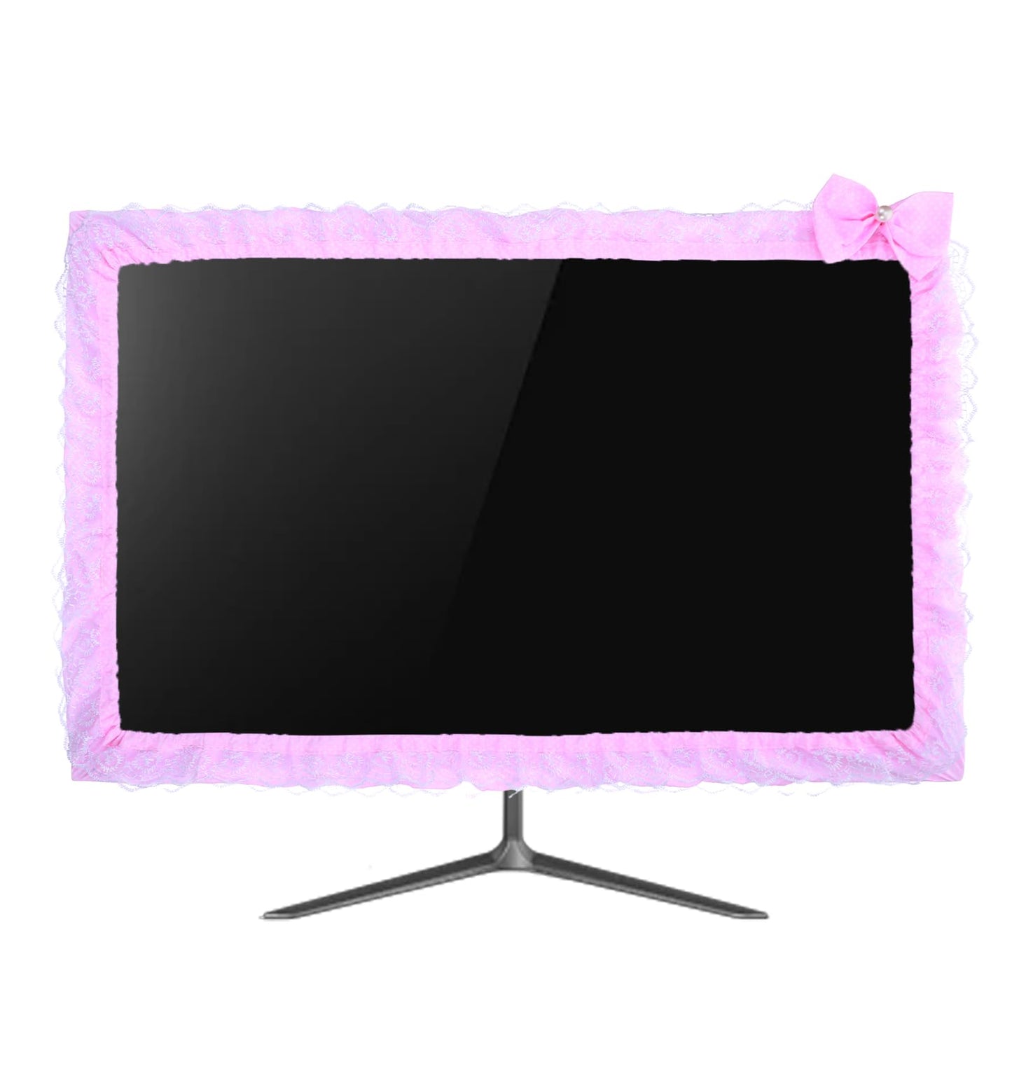 Cute Pink Lace Monitor Cover for 23-27 Inch Screens