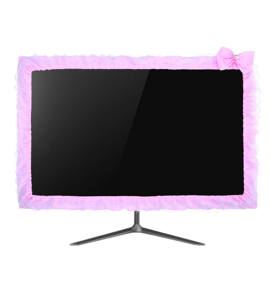 Cute Pink Lace Monitor Cover for 23-27 Inch Screens