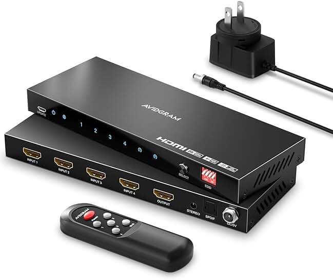 4-Port HDMI 2.1 Switch with Audio Extractor