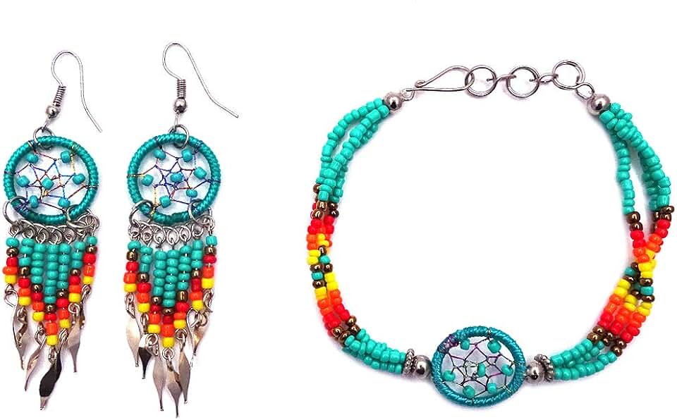 Handmade Native American Style Dream Catcher Jewelry Set