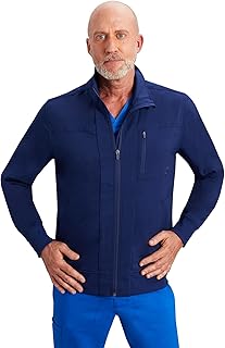 Men's Purple Scrub Jacket with Six Pockets