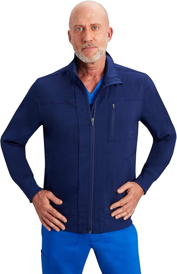Men's Purple Scrub Jacket with Six Pockets