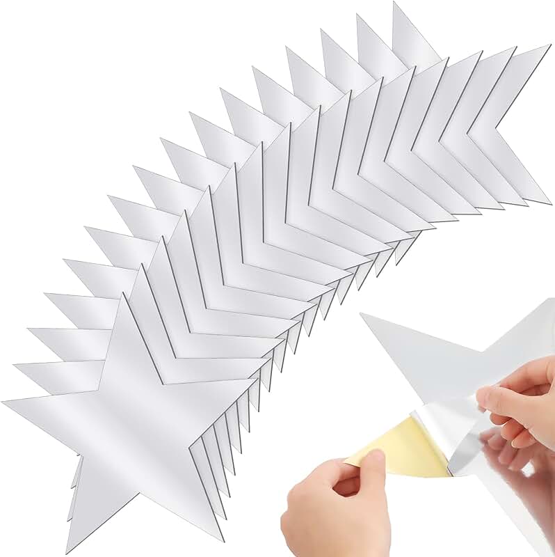 48 Silver Star Stickers for Parties and Decorations
