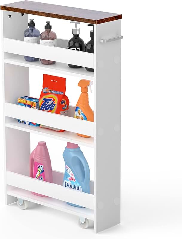 Slim 4-Tier Mobile Storage Cart for Kitchen and More