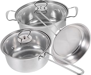 Stainless Steel Cookware Set with Frying Pan and Soup Pot
