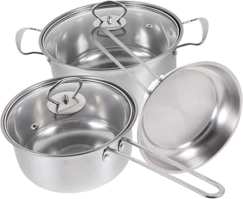 Stainless Steel Cookware Set with Frying Pan and Soup Pot
