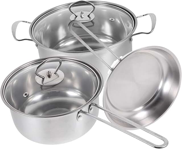 Stainless Steel Cookware Set with Frying Pan and Soup Pot
