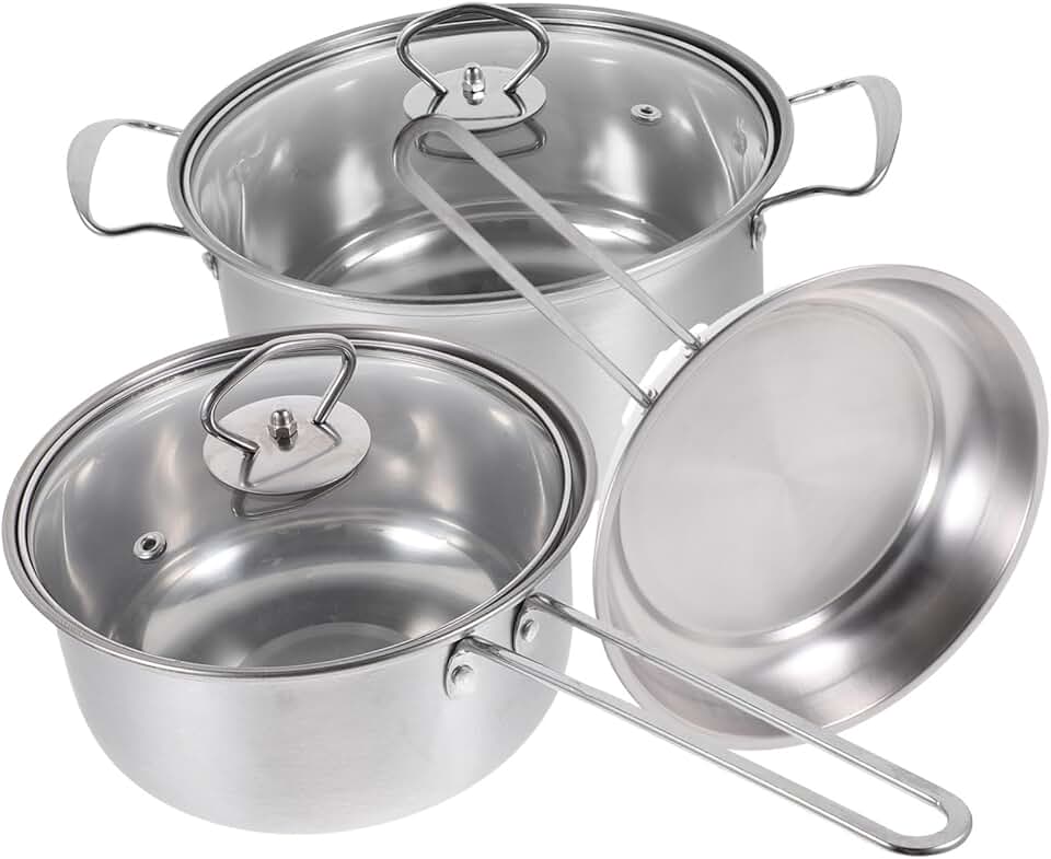 Stainless Steel Cookware Set with Frying Pan and Soup Pot