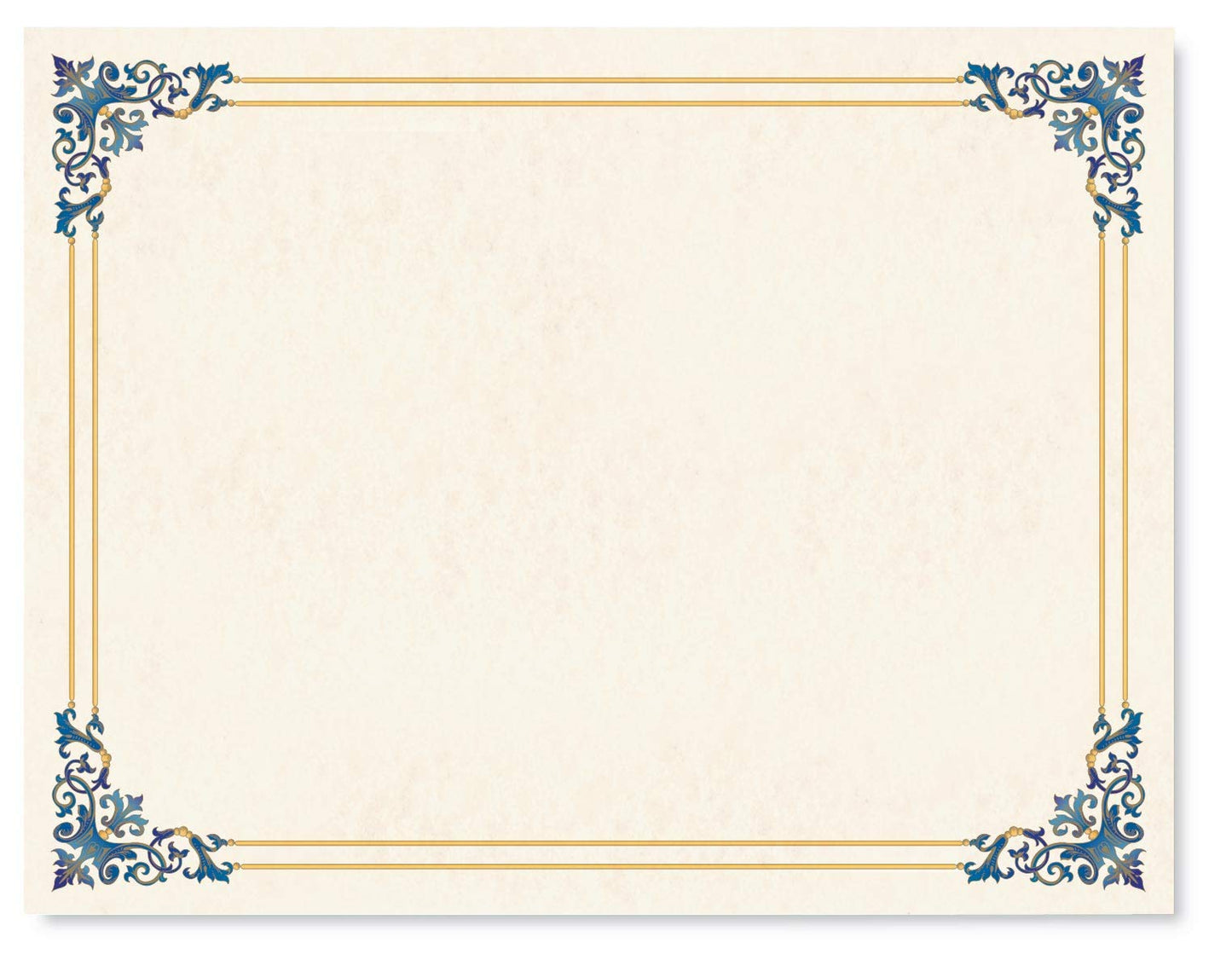 Blue and gold border certificate paper, 8.5 x 11, 100 sheets