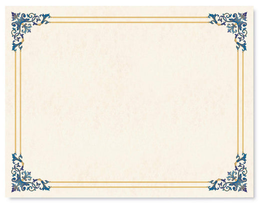 Blue and gold border certificate paper, 8.5 x 11, 100 sheets
