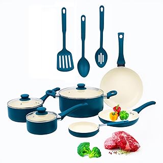 12-Piece Nonstick Ceramic Cookware Set with Utensils